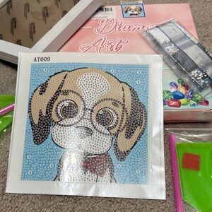 Charming Puppy Diamond Art Kit - Tan and Blue